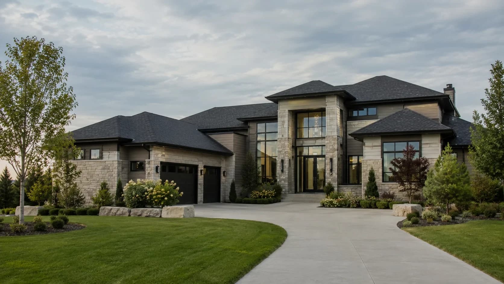 A large Omaha home with the glass freshly cleaned