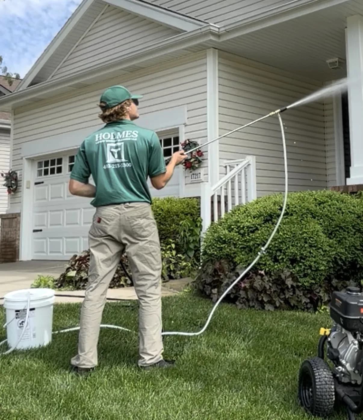 Pressure washing a driveway in Omaha